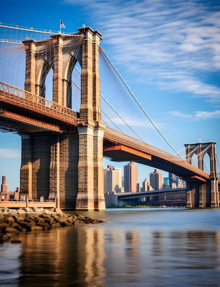 Foto gratuito vista del puente de brooklyn en la ciudad de nueva york