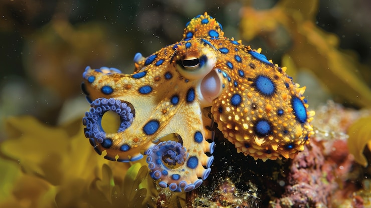 Foto gratuito vista del pulpo en su hábitat natural submarino