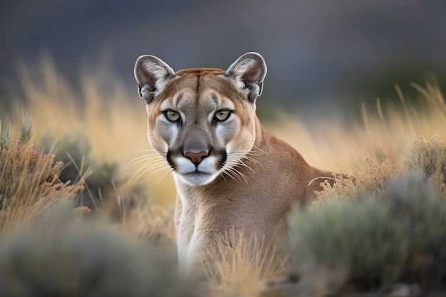 Vista de puma salvaje en la naturaleza