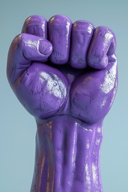 Vista del puño púrpura para la celebración del día de la mujer