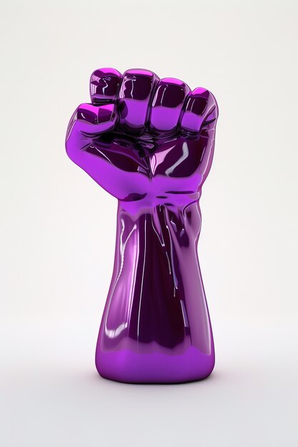 Vista del puño púrpura para la celebración del día de la mujer