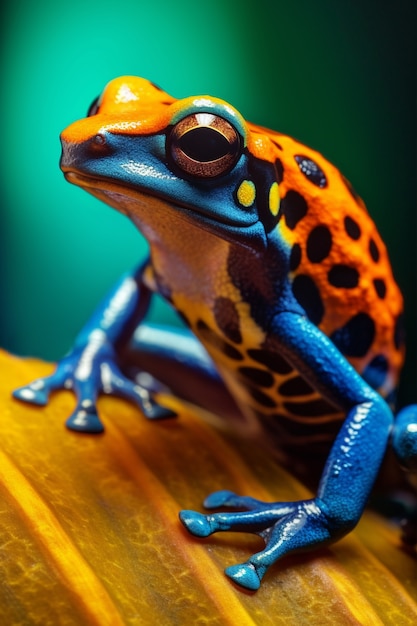 Vista de rana de colores brillantes en la naturaleza