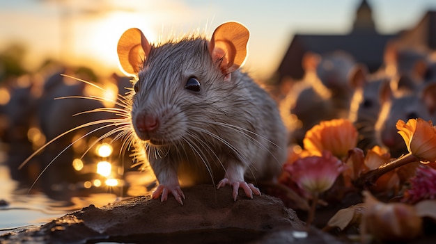 Vista de la rata roedor