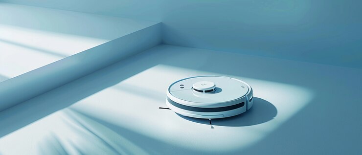 Foto gratuito vista del robot aspirador en una superficie plana o en el suelo