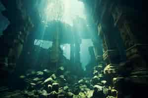 Foto gratuita vista de las ruinas arqueológicas submarinas del edificio