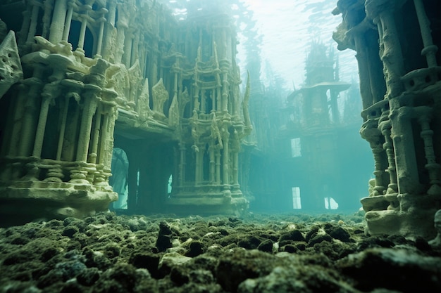 Foto gratuita vista de las ruinas arqueológicas submarinas del edificio