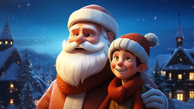 Vista de santa claus con niño