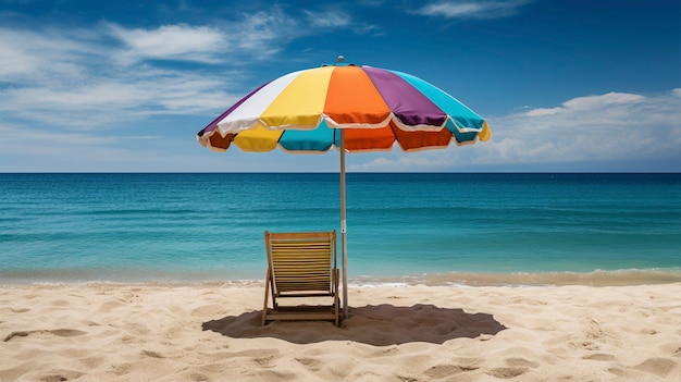 Vista de la silla de playa en verano
