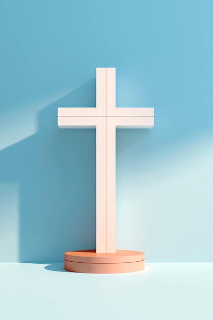 Foto gratuita vista de una simple cruz religiosa en 3d