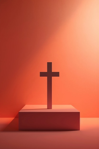 Foto gratuita vista de una simple cruz religiosa en 3d