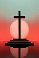 Foto gratuita vista de una simple cruz religiosa en 3d