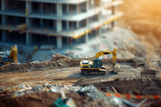 Vista de un sitio de construcción moderno