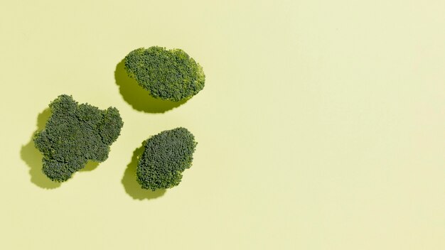 Vista superior de brócoli con espacio de copia