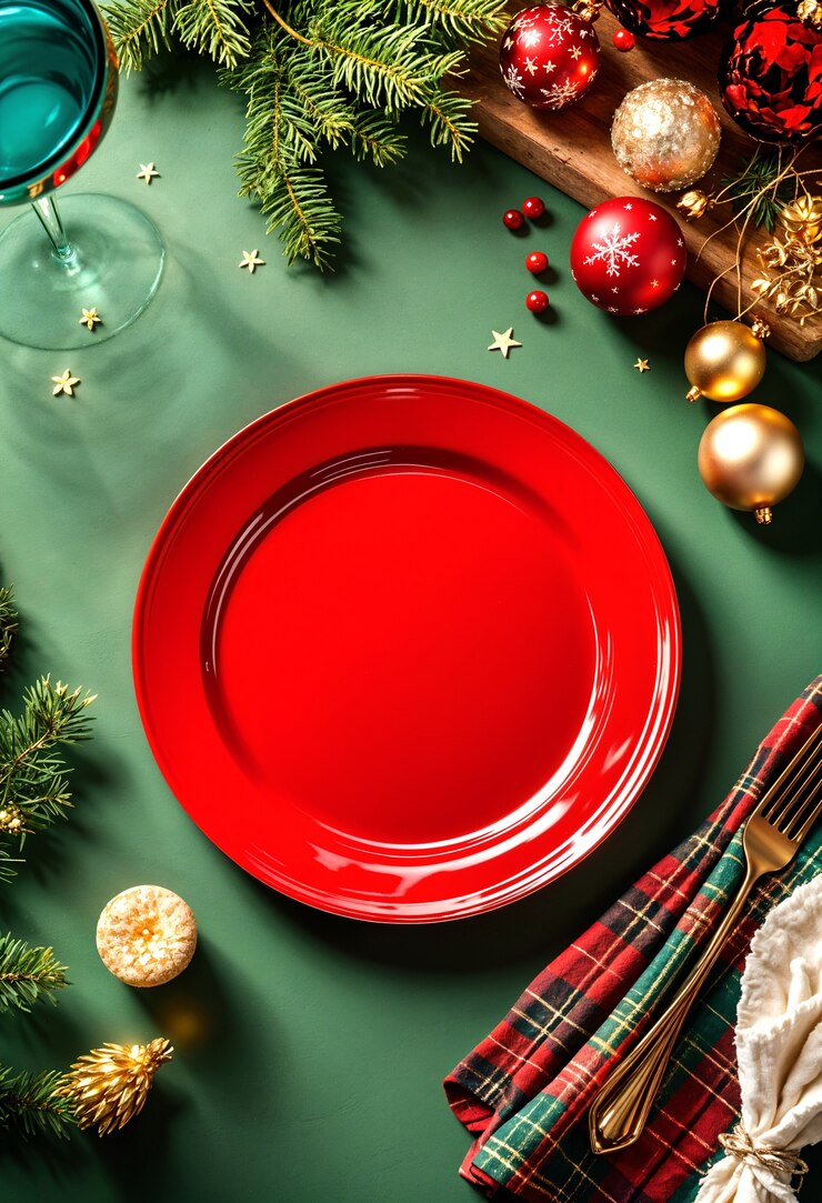 Vista superior celebración de Navidad naturaleza muerta