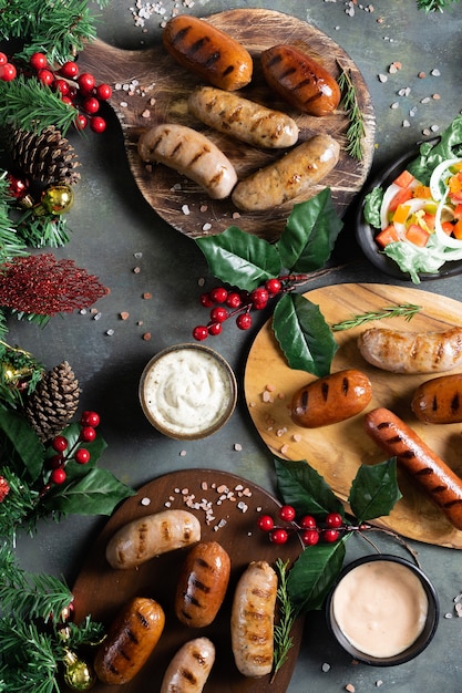 Foto gratuita vista superior de la comida navideña