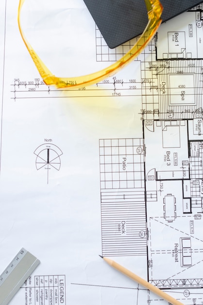 Vista superior complejo plan arquitectónico