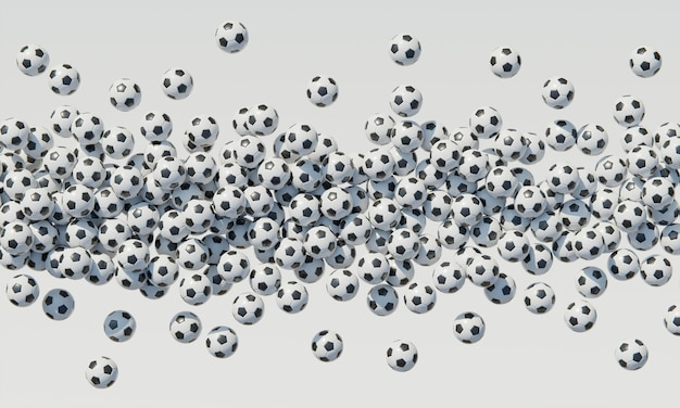 Vista superior de la composición con balones de fútbol.