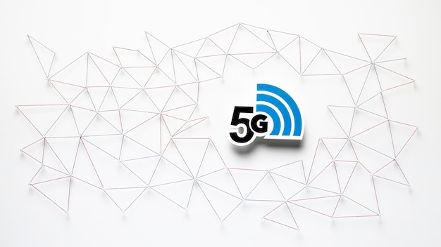 Vista superior de la comunicación por internet 5g