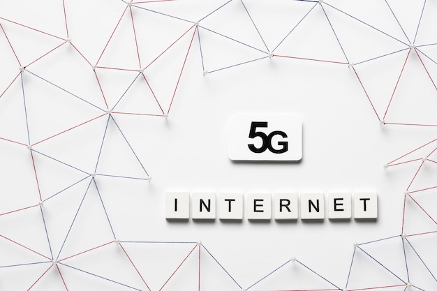 Foto gratuita vista superior de la comunicación por internet 5g