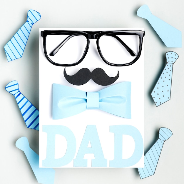 Foto gratuita vista superior del concepto del día del padre con bigote