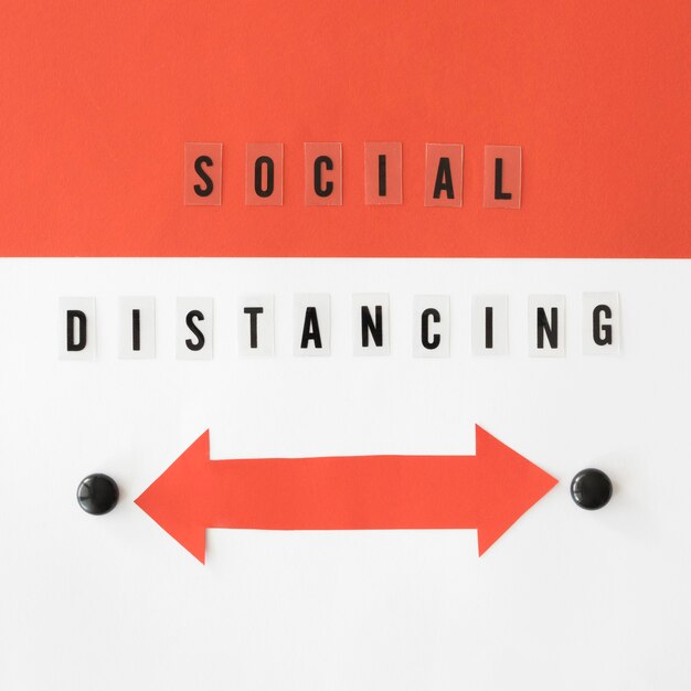 Vista superior del concepto de distanciamiento social