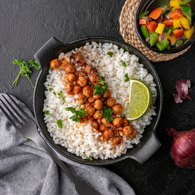 Vista superior de deliciosa comida brasileña