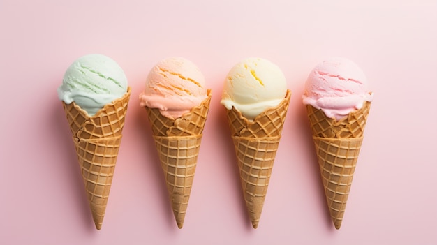 Foto gratuita vista superior delicioso arreglo de helados