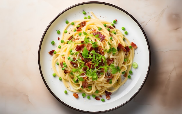 Foto gratuita vista superior del delicioso arreglo de pasta