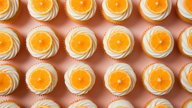 Foto gratuita vista superior de deliciosos cupcakes de naranja