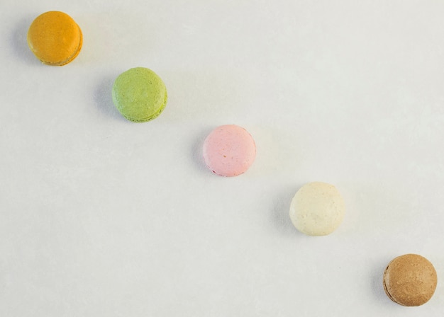 Vista superior diagonal macarons
