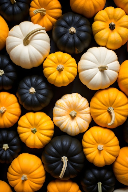 Foto gratuita vista superior de diferentes arreglos de calabazas