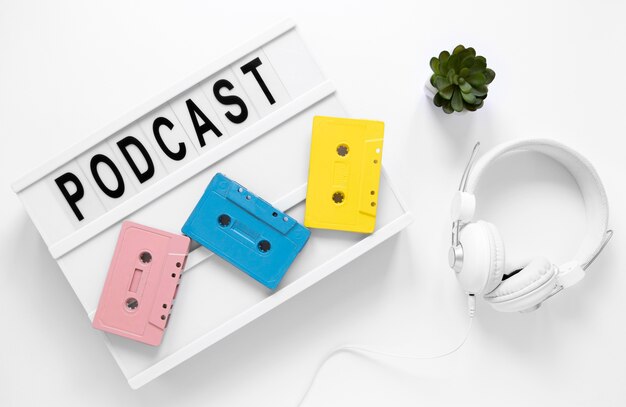 Vista superior de la disposición de los elementos del podcast