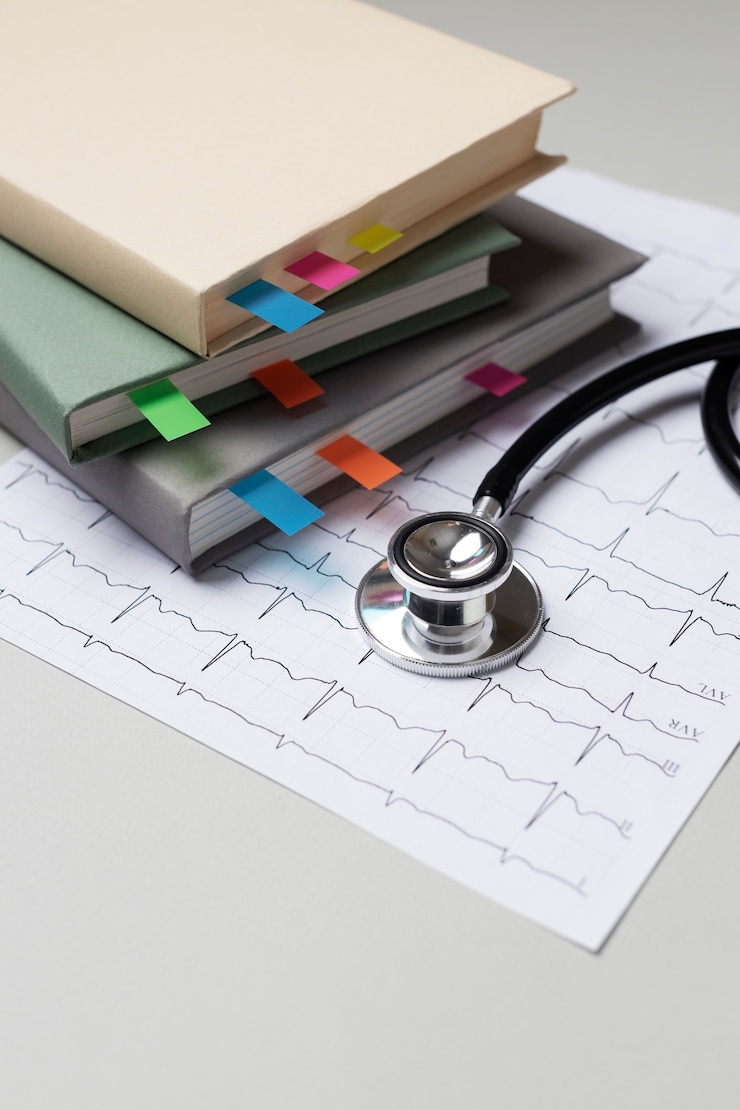 Foto gratuito vista superior de los elementos de orientación profesional para médicos
