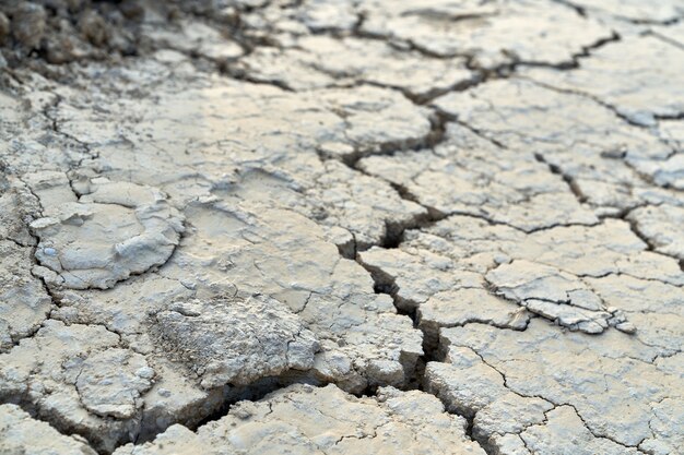 Vista superior de la enorme división en suelo sucio. Concepto de sequía en el desierto.