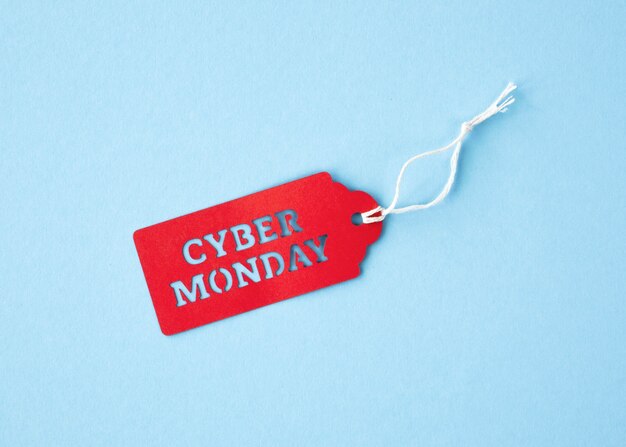 Vista superior de la etiqueta Cyber Monday