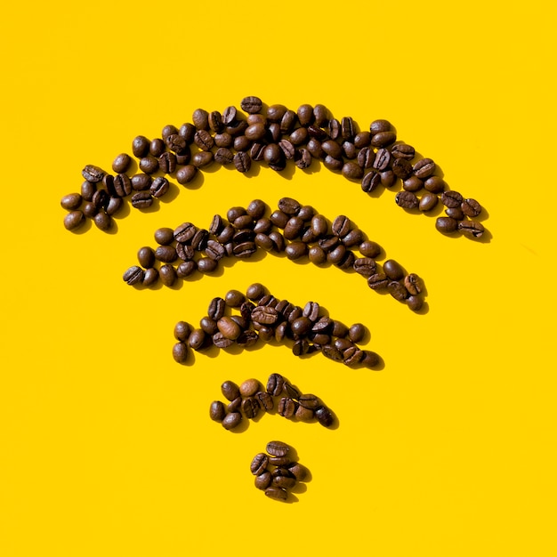 Vista superior forma de granos de café