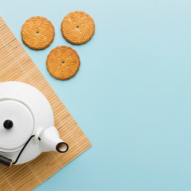 Vista superior de galletas caseras con espacio de copia