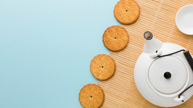 Vista superior de galletas caseras con espacio de copia