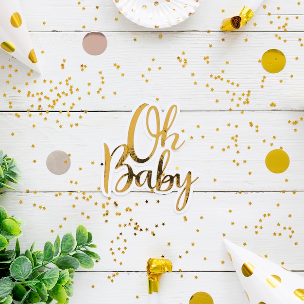 Foto gratuita vista superior del hermoso concepto de baby shower