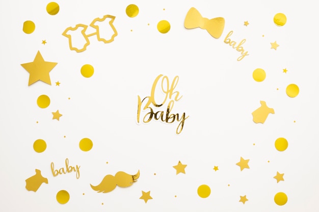 Foto gratuita vista superior del hermoso concepto de baby shower