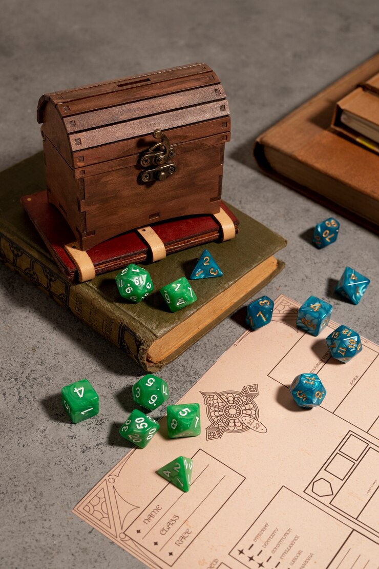 Foto gratuito vista superior de hermosos elementos de bodegones de rpg