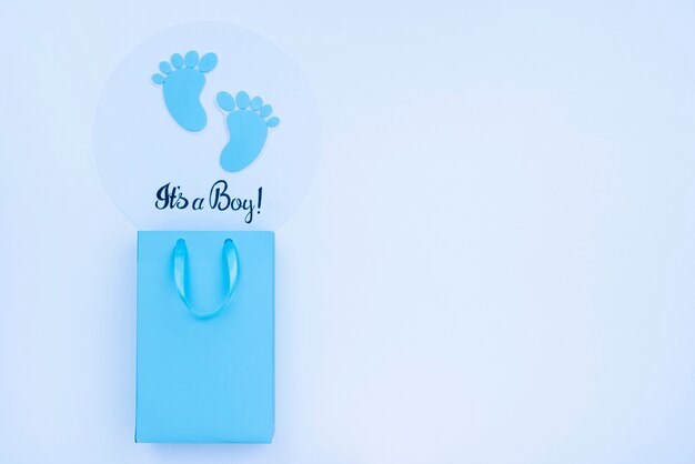 Vista superior de lindos accesorios para bebés con espacio de copia