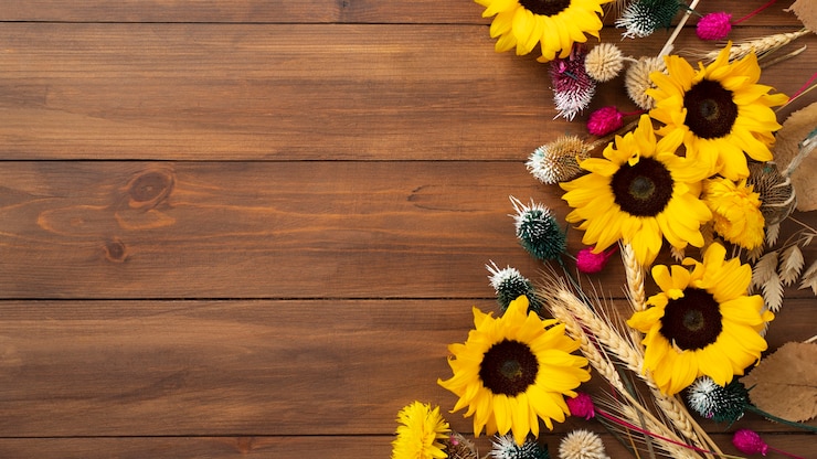 Foto gratuito vista superior del marco de girasoles con espacio de copia