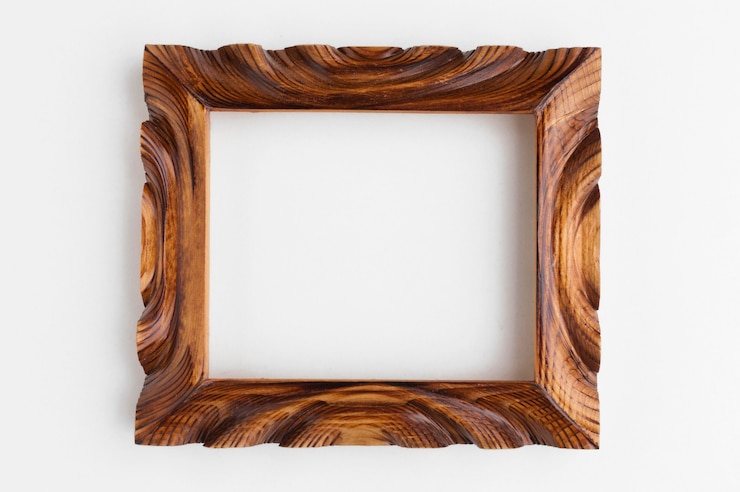 Foto gratuito vista superior del marco de madera con espacio de copia