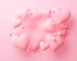 Foto gratuita vista superior de muchos corazones rosados