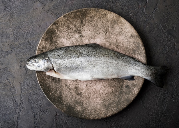 Foto gratuita vista superior de pescado en plato