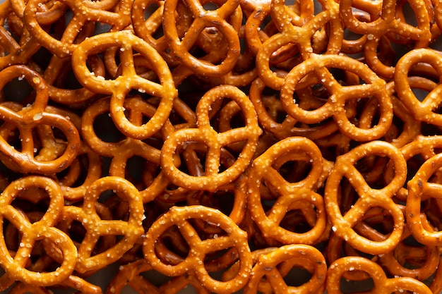 Vista superior de pretzels