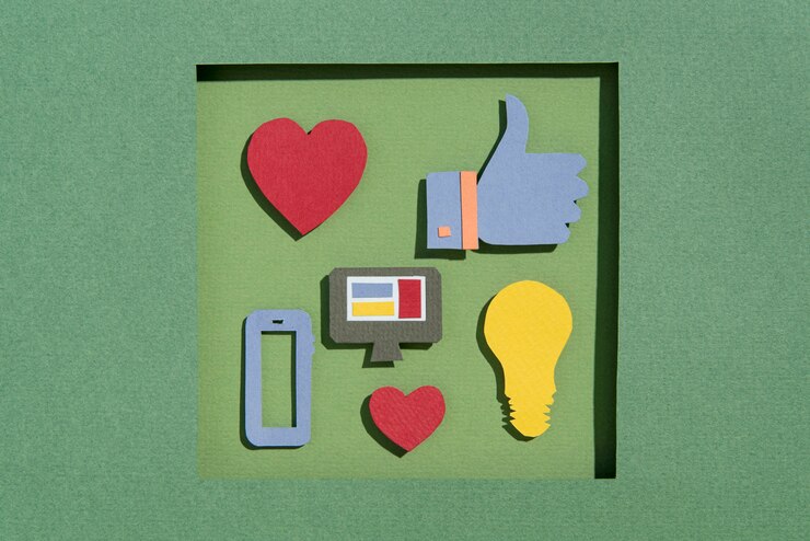 Foto gratuito vista superior de las redes sociales concepto de naturaleza muerta