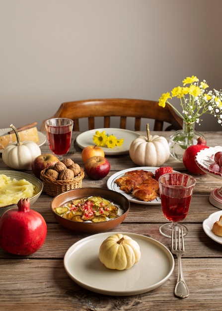 Foto gratuita vista superior sobre banquete de comida