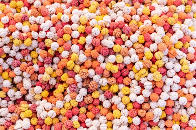 Vista superior de superficie de patrón de dulces de colores